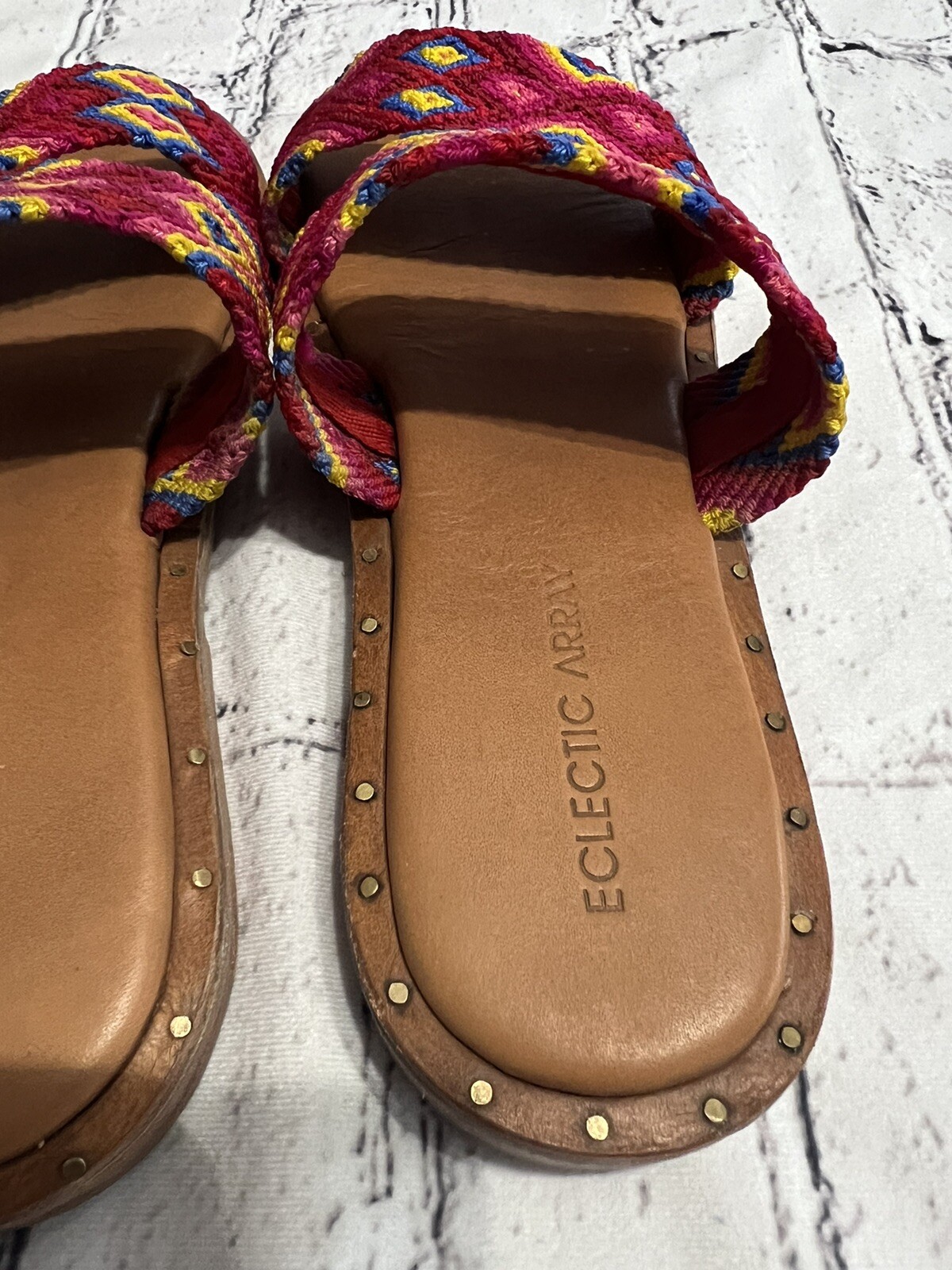 ECLECTIC ARRAY Hasen Woven Bands Mai Tai Sandals Size US 8/EURO 38