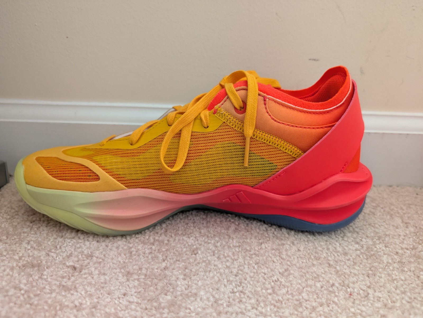 NWOB adidas Adizero Select 2.0 Low Top Lace Up Basketball Shoes, Orange, Sz 7.5