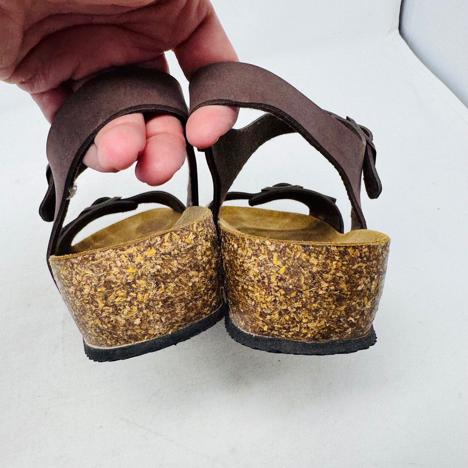 Goldstar Wedge Sandals Brown Size 38 Leather Cork Made in Italy Comfort Boho