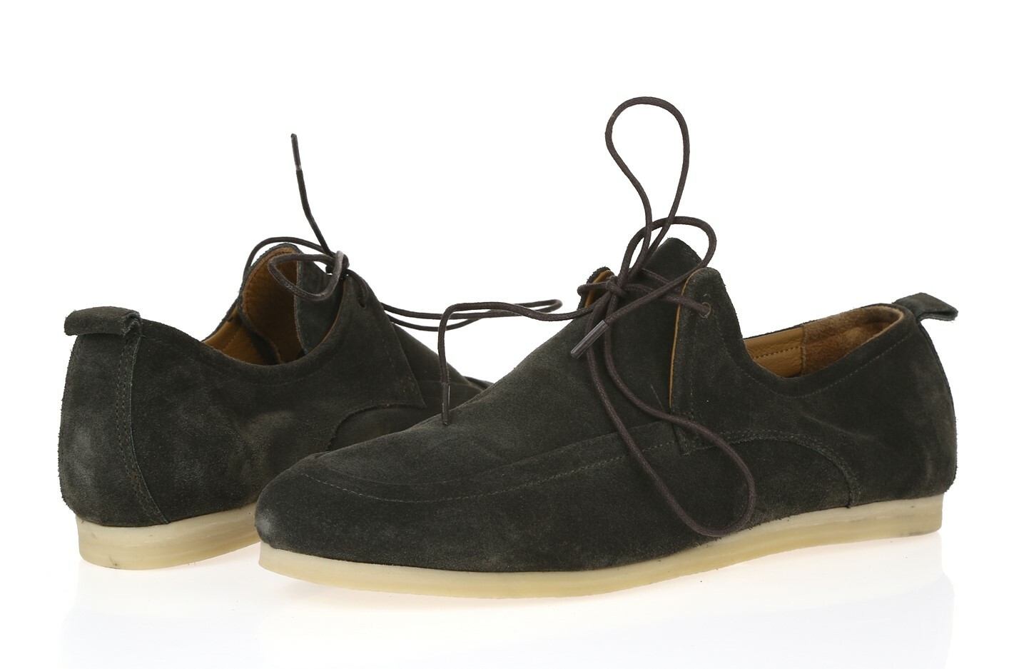 Cecilia Bringheli Dark Gray Soft Suede Lace Up Low Wedge Boat Shoes Size 40