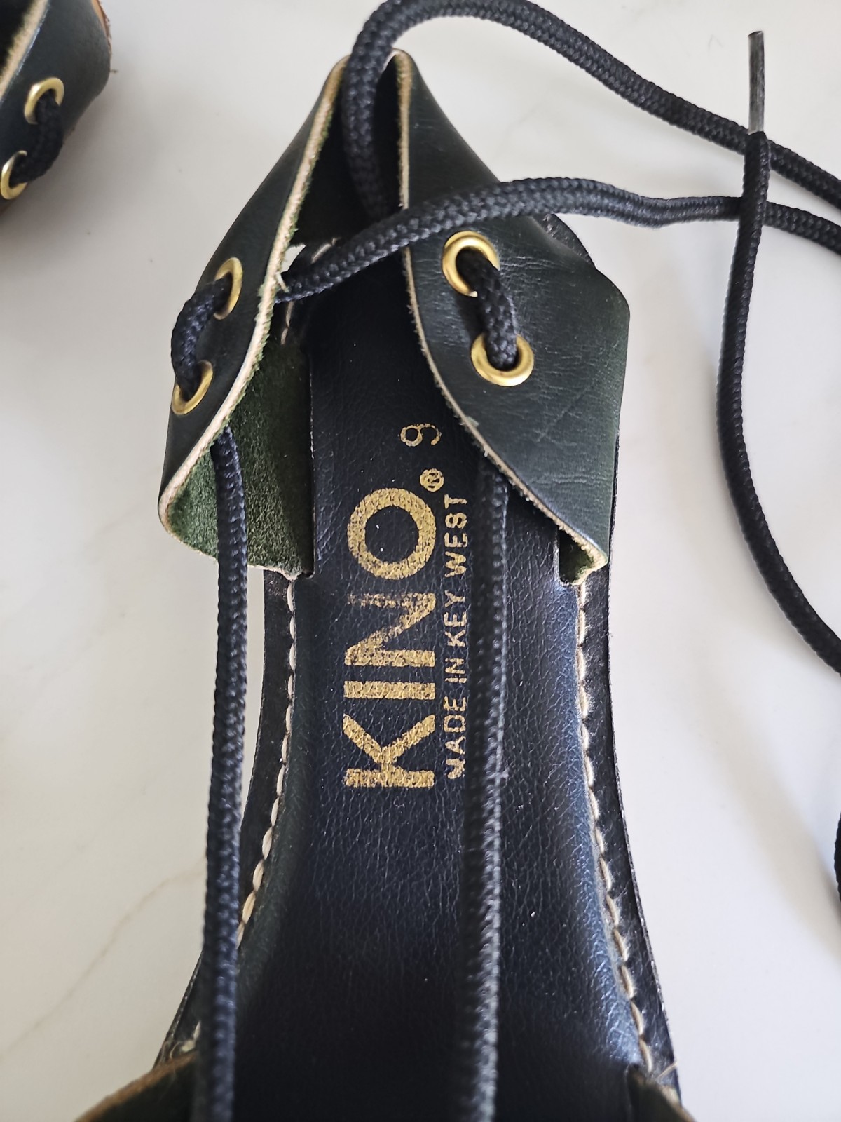 Kino Sandals Key West Leather Gladiator Lace-Up Sandals – Very Dark Green Size 9