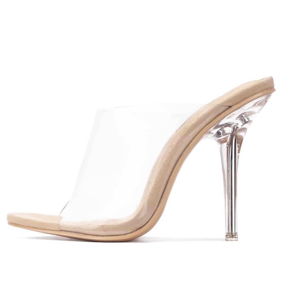 Cape Robbin Allure Nude Clear Stiletto Heel Mules Womens Size 10
