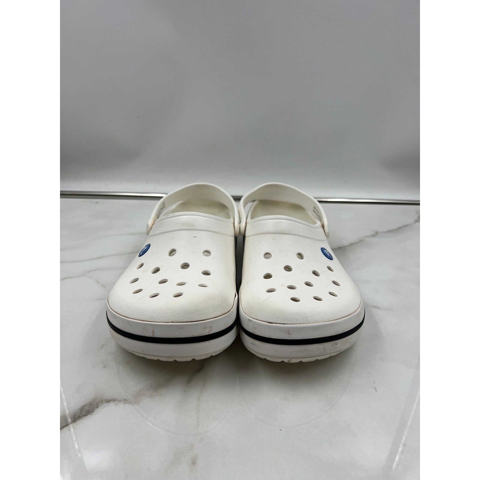 Crocs Crocband Clog White Black Stripe 11016-100 Mens Size M11