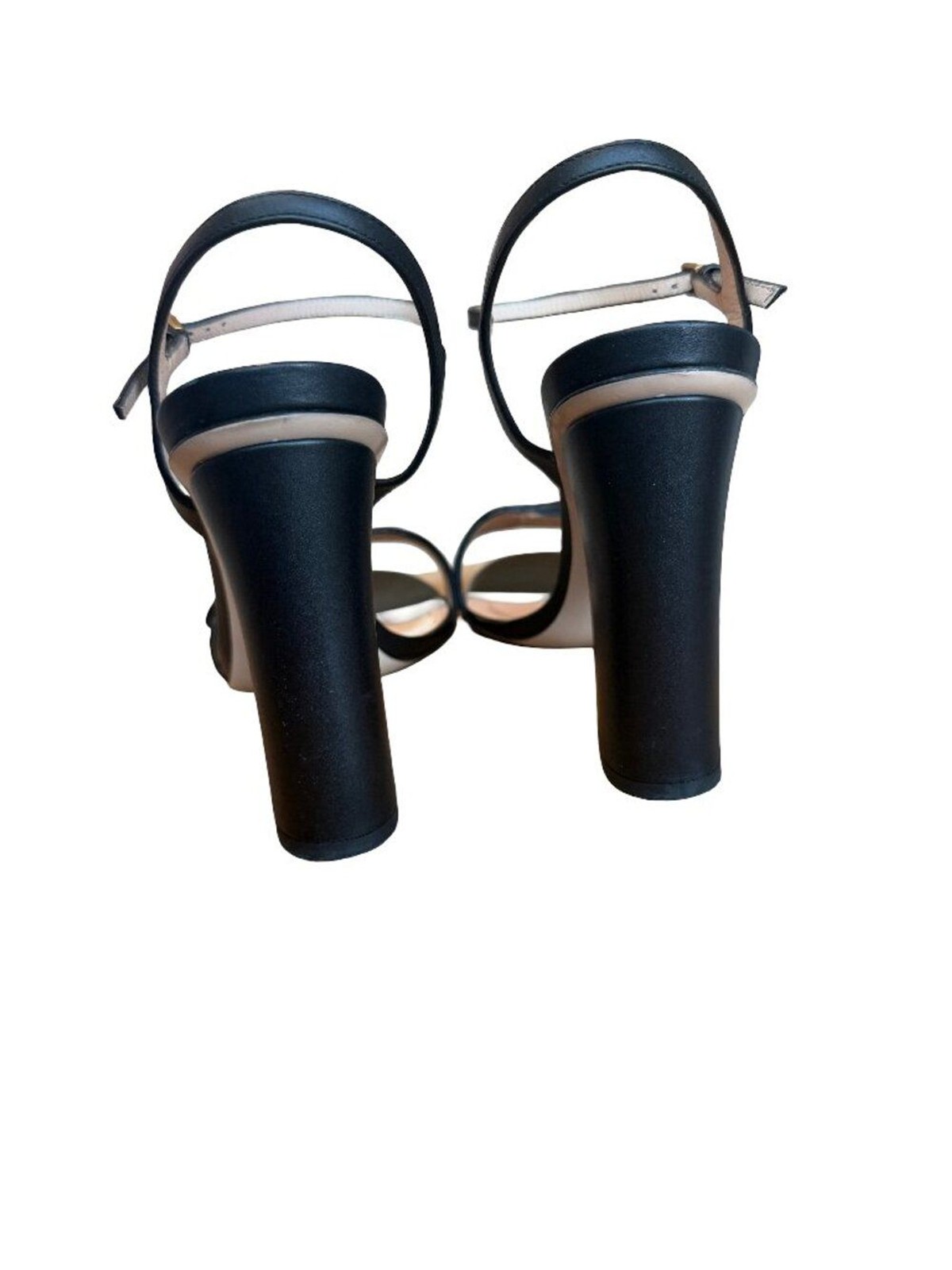 Gucci Marmont Block Heel Ankle-Strap Sandals Leather Double GG Chunky Size 38.5