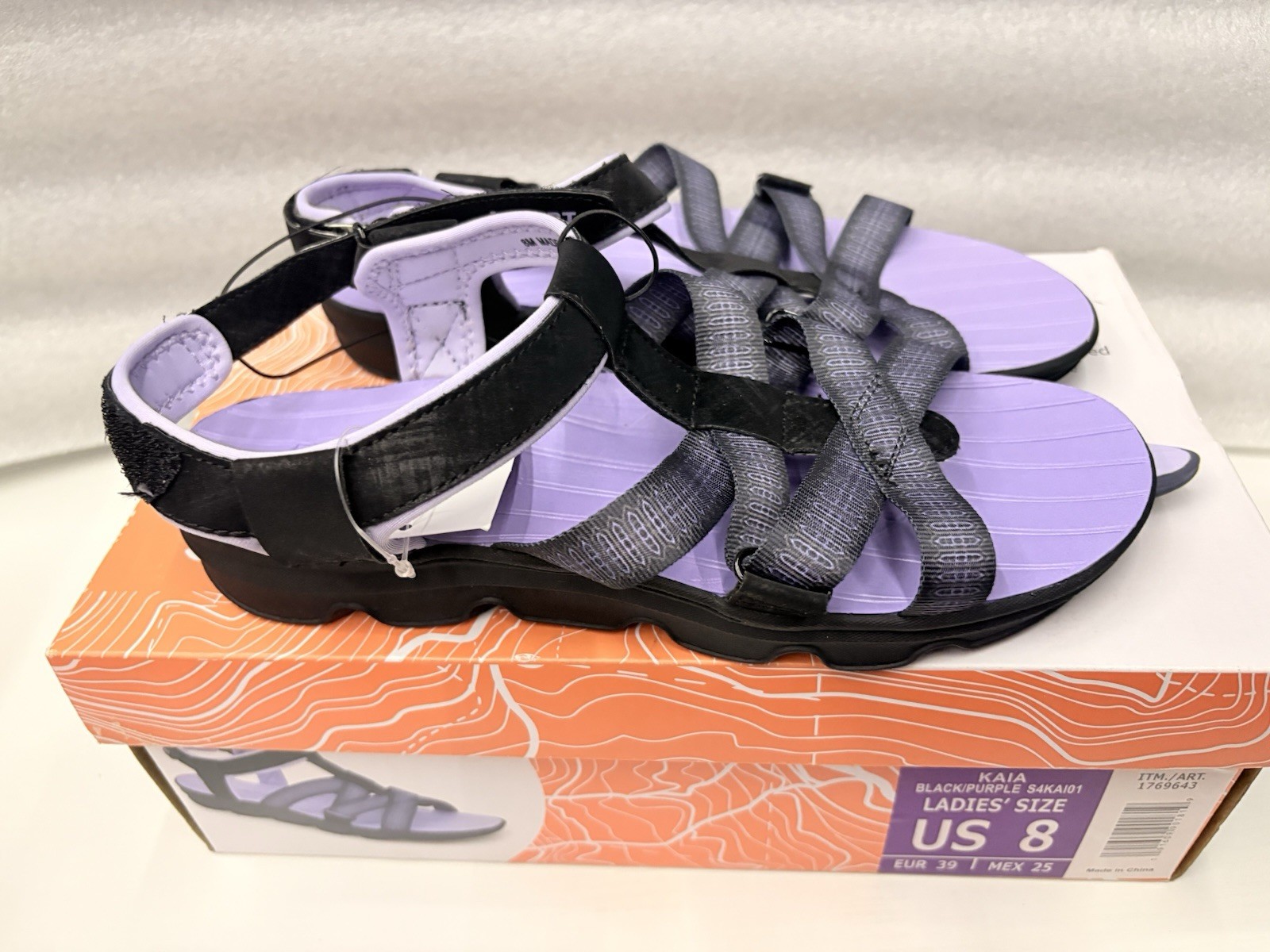 JSport Kaia Sport Sandals Women’s Size 8 Black Purple Adjustable Strap