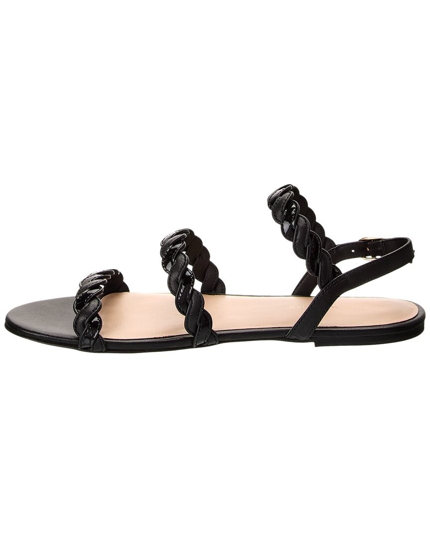 NEW Stuart Weitzman Black Twistie Flat Sandals Leather Size 10 Luxury