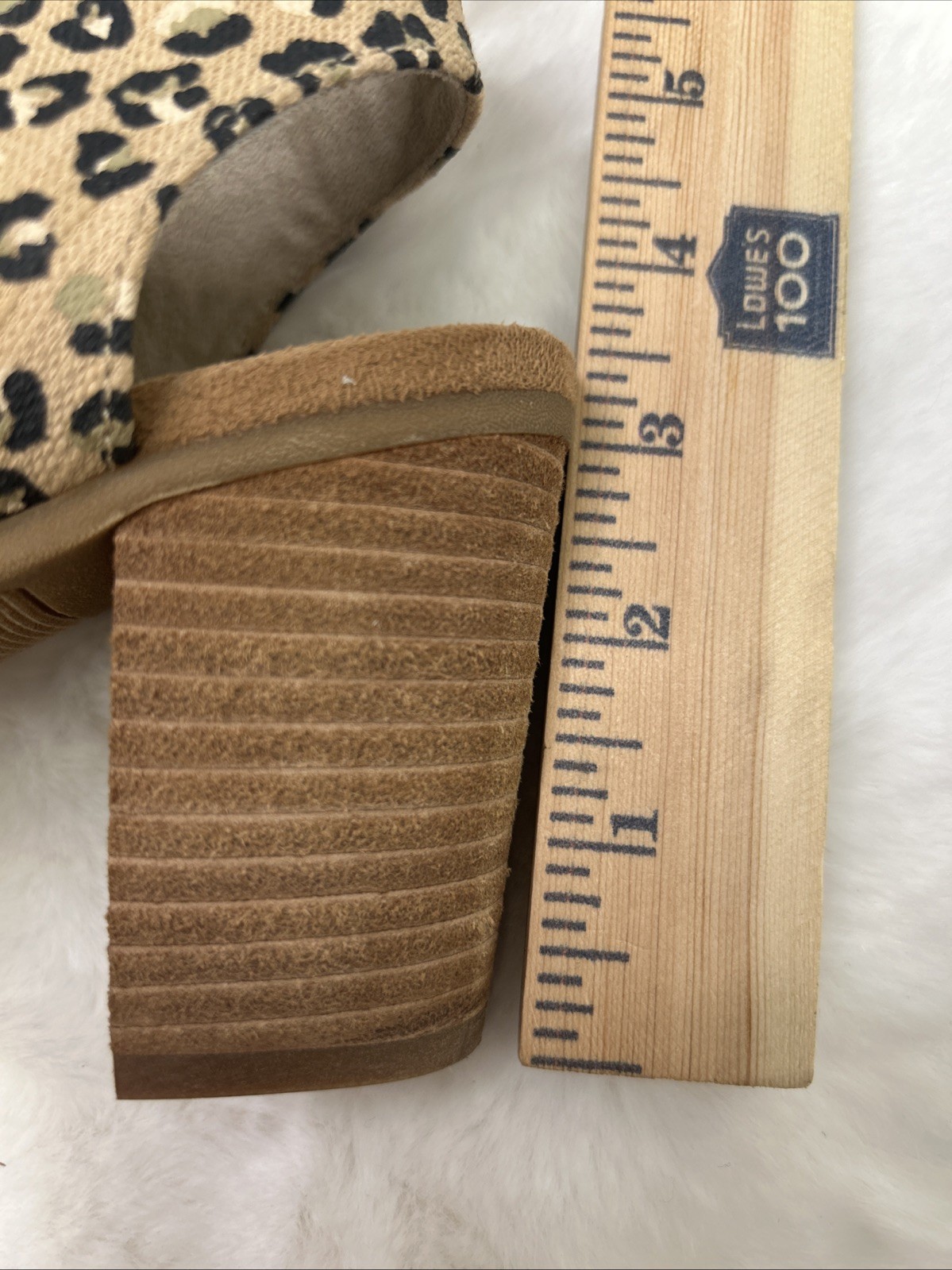 Women’s TOMS Majorca Tan Natural Leopard Print Block Heel Sandals Zip Sz 8.5