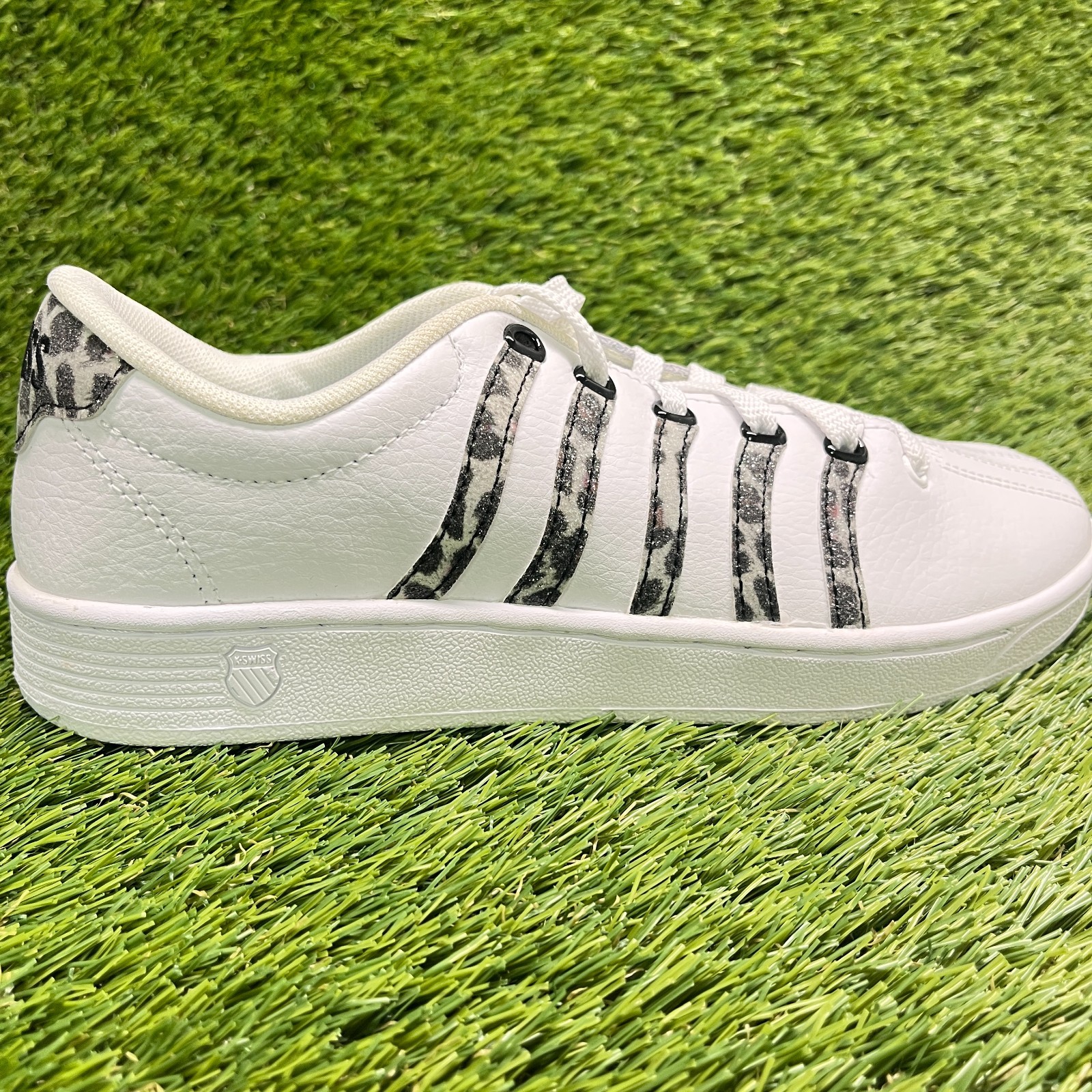 K-Swiss Court Pro II Leopard Womens Size 8 White Black Athletic Shoes Sneakers