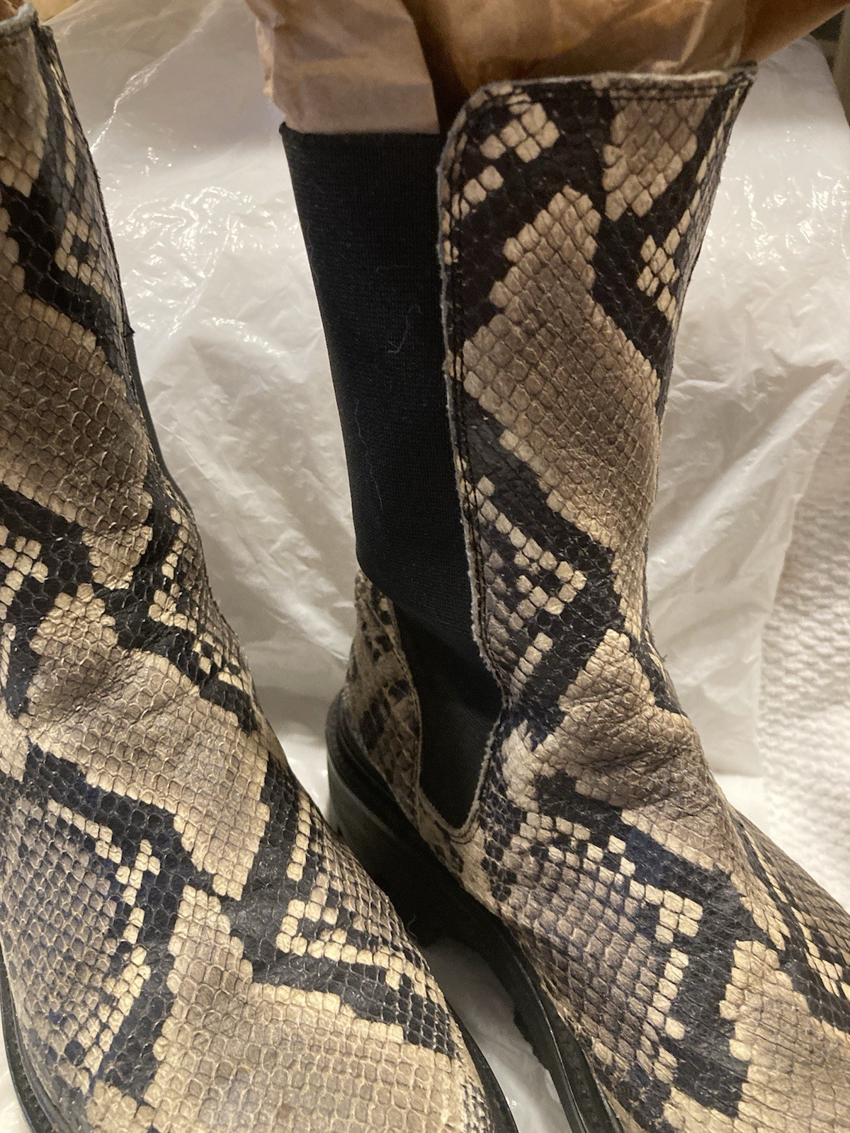 All Saints Billie Snake Embossed Print Chelsea Boot Size 36/ USA Size 6 MSRP 230