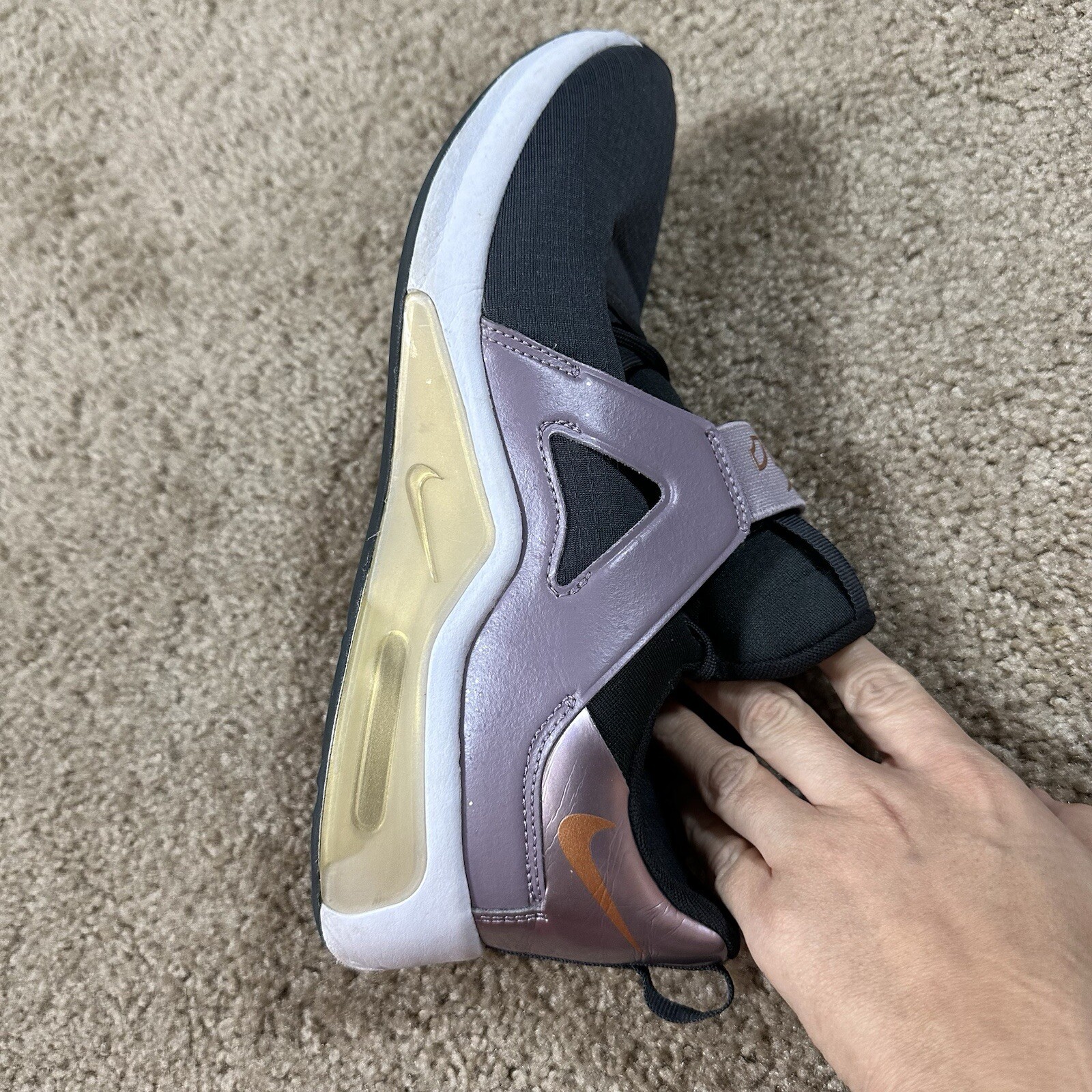Nike Air Max Bella TR 5 Premium Dark Smoke Grey Purple Gold Women’s 9.5