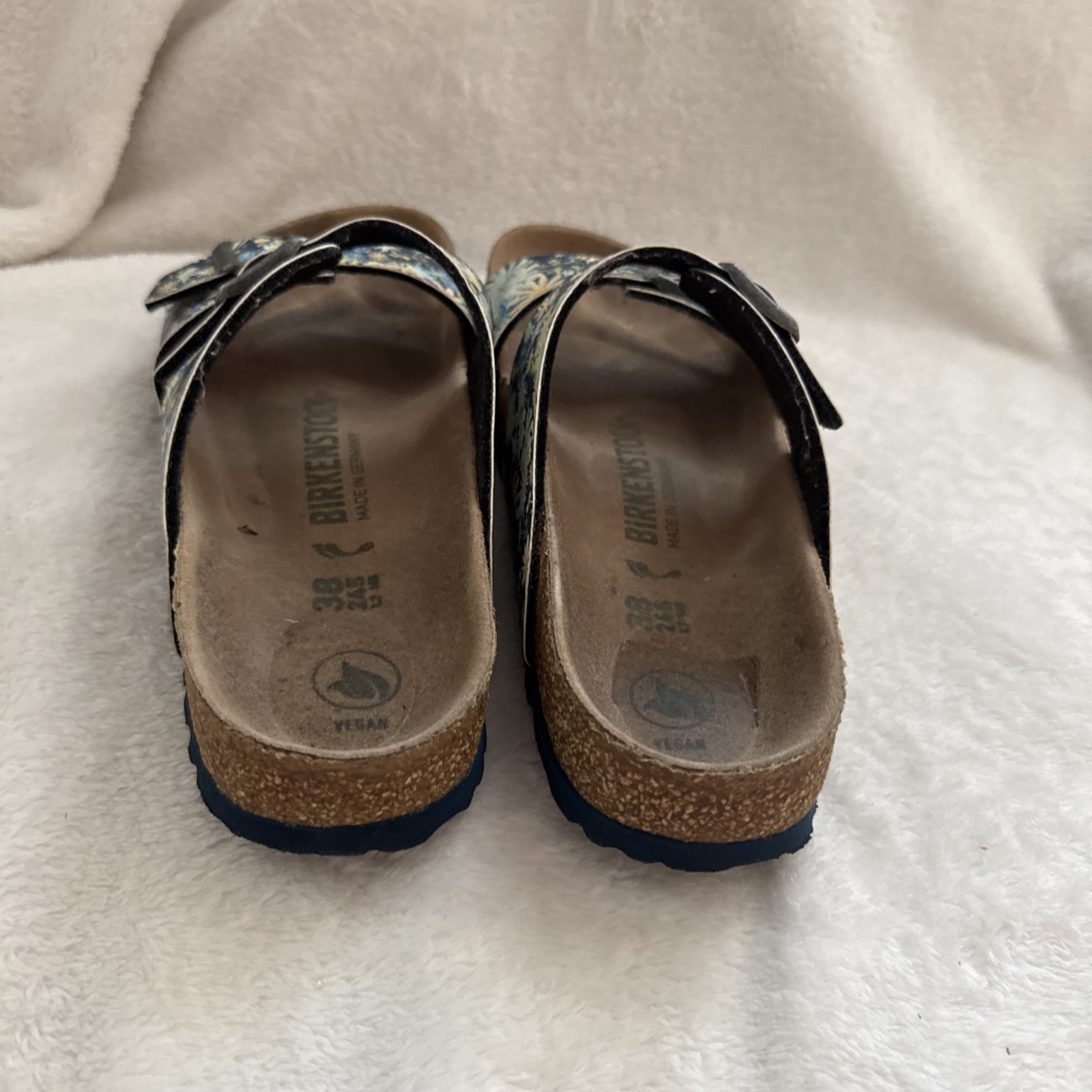Birkenstock Sydney Floral Blue Sky Slides Sandals Birko-Flor EU 38 Women’s 7-7.5