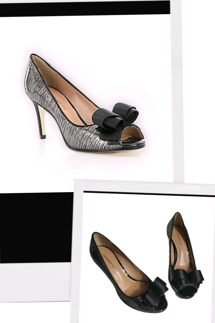 Antonio Melani Mauve Heels Womens Size 8 Pumps Black Galaxy Print Bow Peep Toe