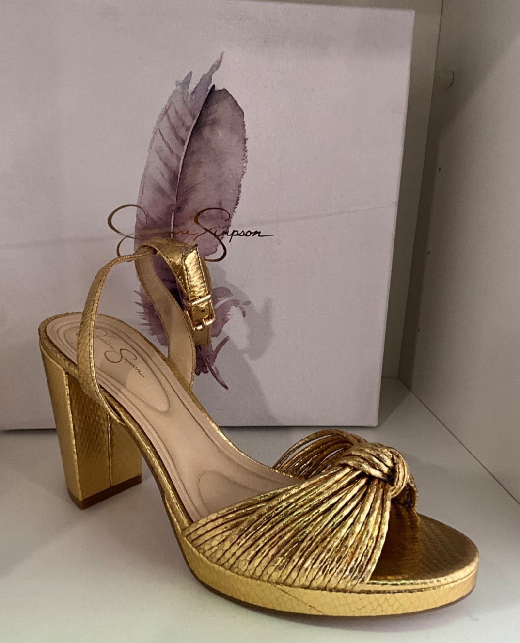 Jessica Simpson Women’s Darleena Heels Platform Sandal Gold Metallic