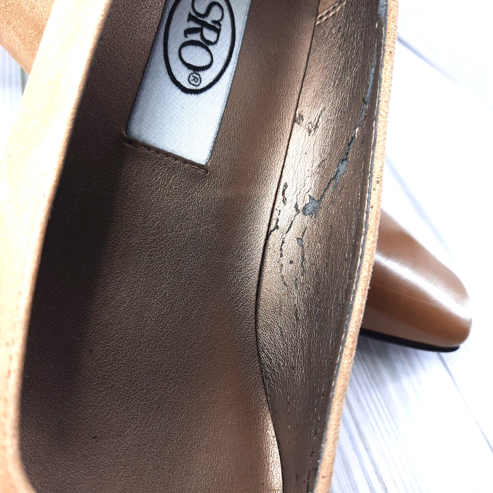 Vintage SRO Leather Suede Pageant Block Kitten Heel Pumps Size 7.5M Brown 2.5 in
