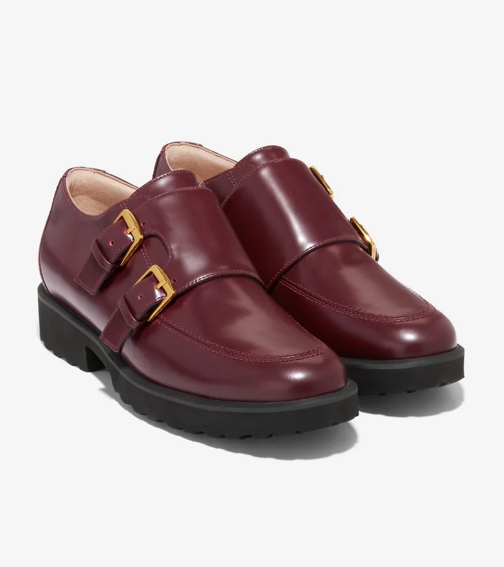 Cole Haan Women’s Greenwich Monk Strap Oxford, Bloodstone Leather, W29158, 9.5 B