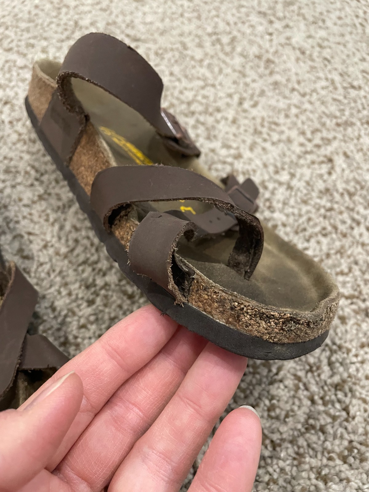 Birkenstock Mayari Women’s Nubuck Sandals – Mocha, US 9 40/260, Broken Strap