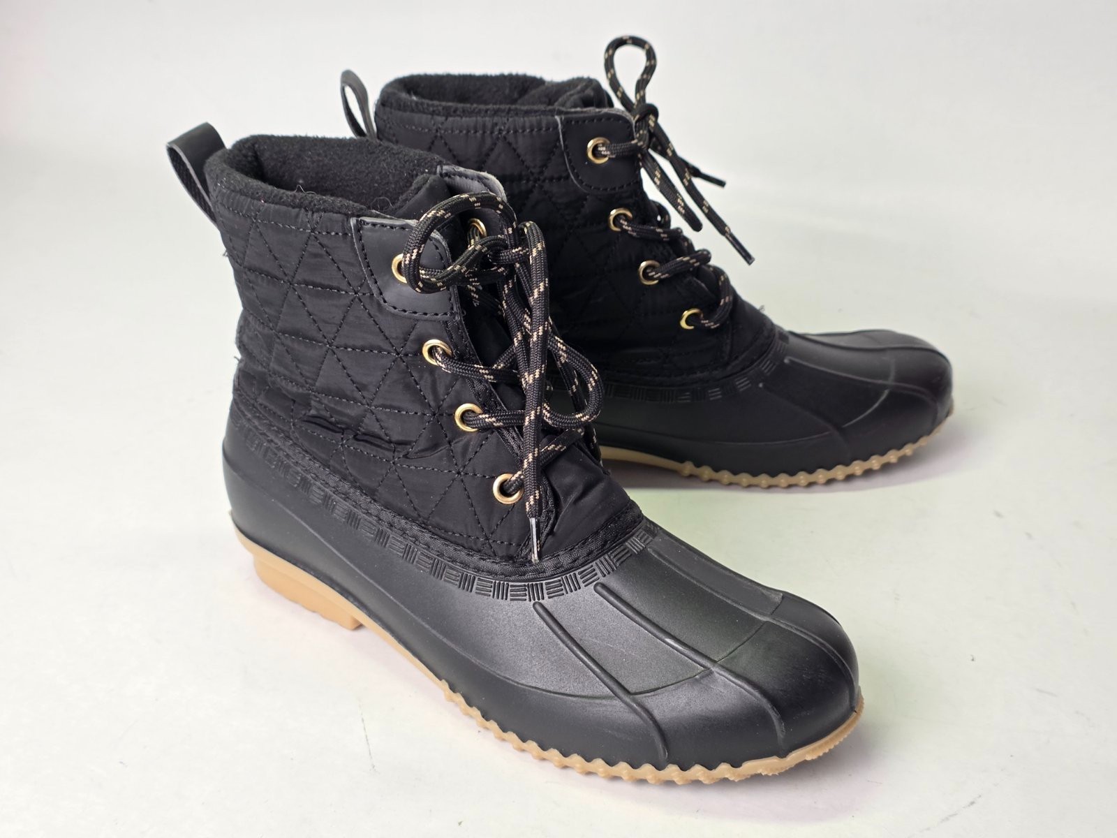 Magellan Outdoors Women’s Duck Boots Size 8 B Black Rubber Lace Up Shoes