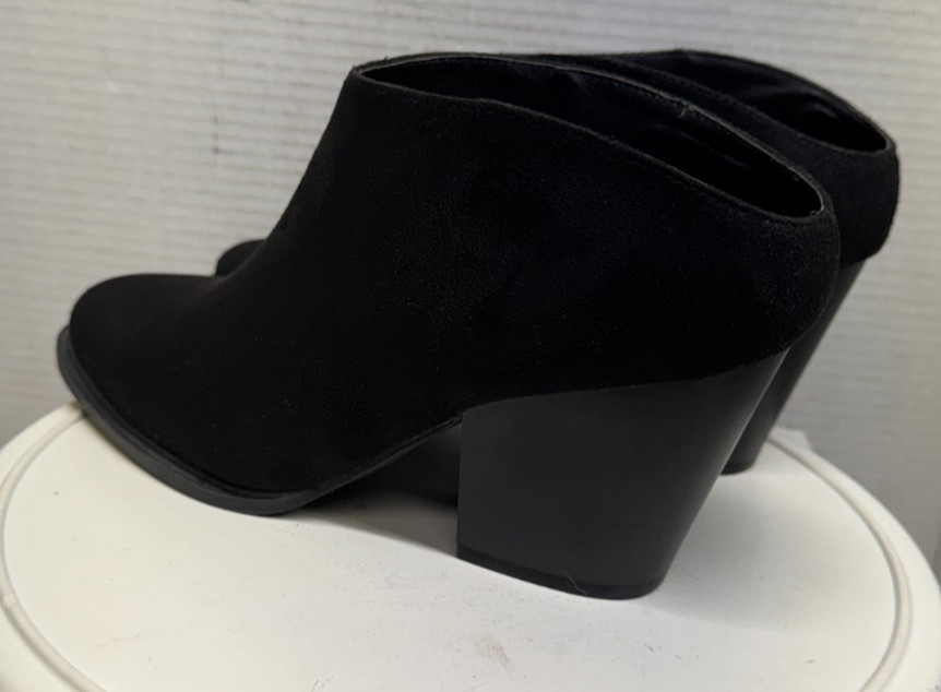 Trash Black Ankle Booties boots Shoe 3.25″ Heels Womens size 10 42.5 Slip on