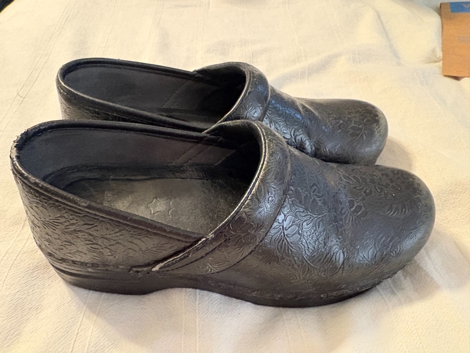 Dansko Black Tooled Leather Clogs Pro XP Size 38