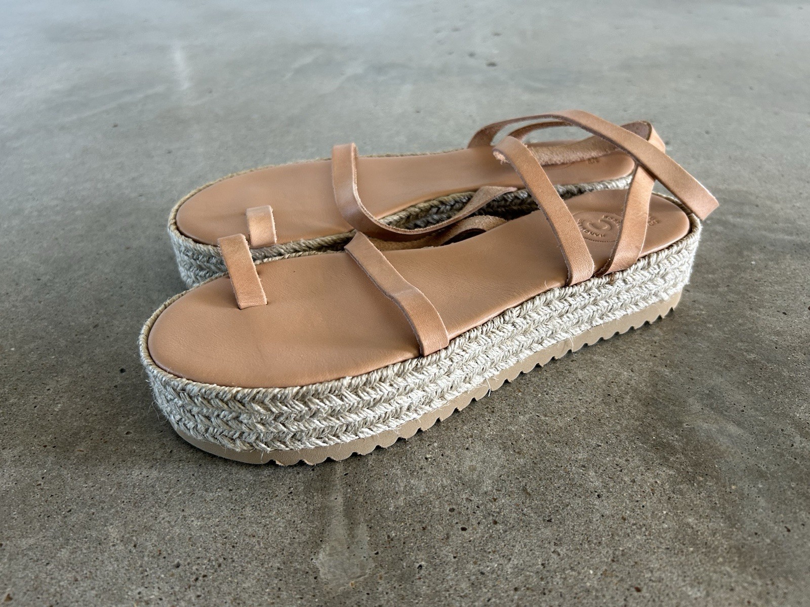 Christina Christi Greece Womens Leather Espadrille Platform Sandals Size 40