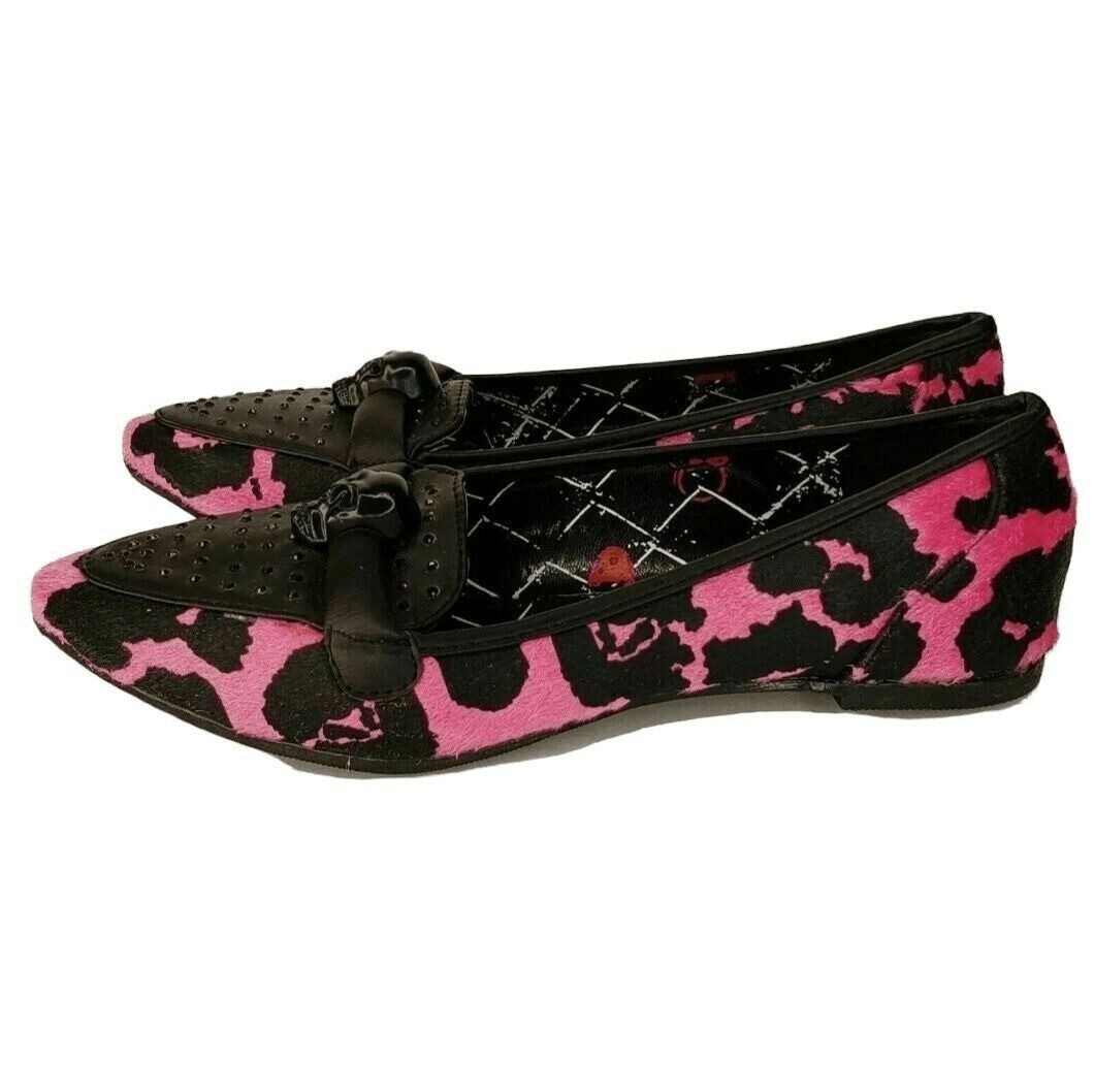 Abbey Dawn by Avril Lavigne Skull Shoes Size 5 Pink Black Flats Halloween Gothic