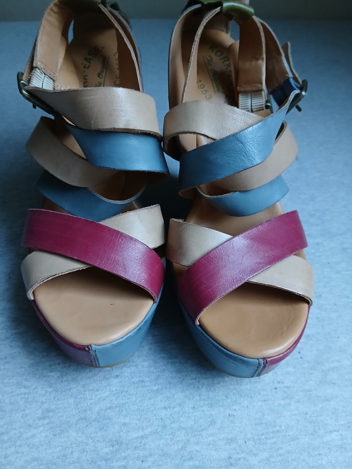 Kork Ease Sandals 7.5 Tall Wedge Colorful Bohemian Boho Beach Leather Comfort