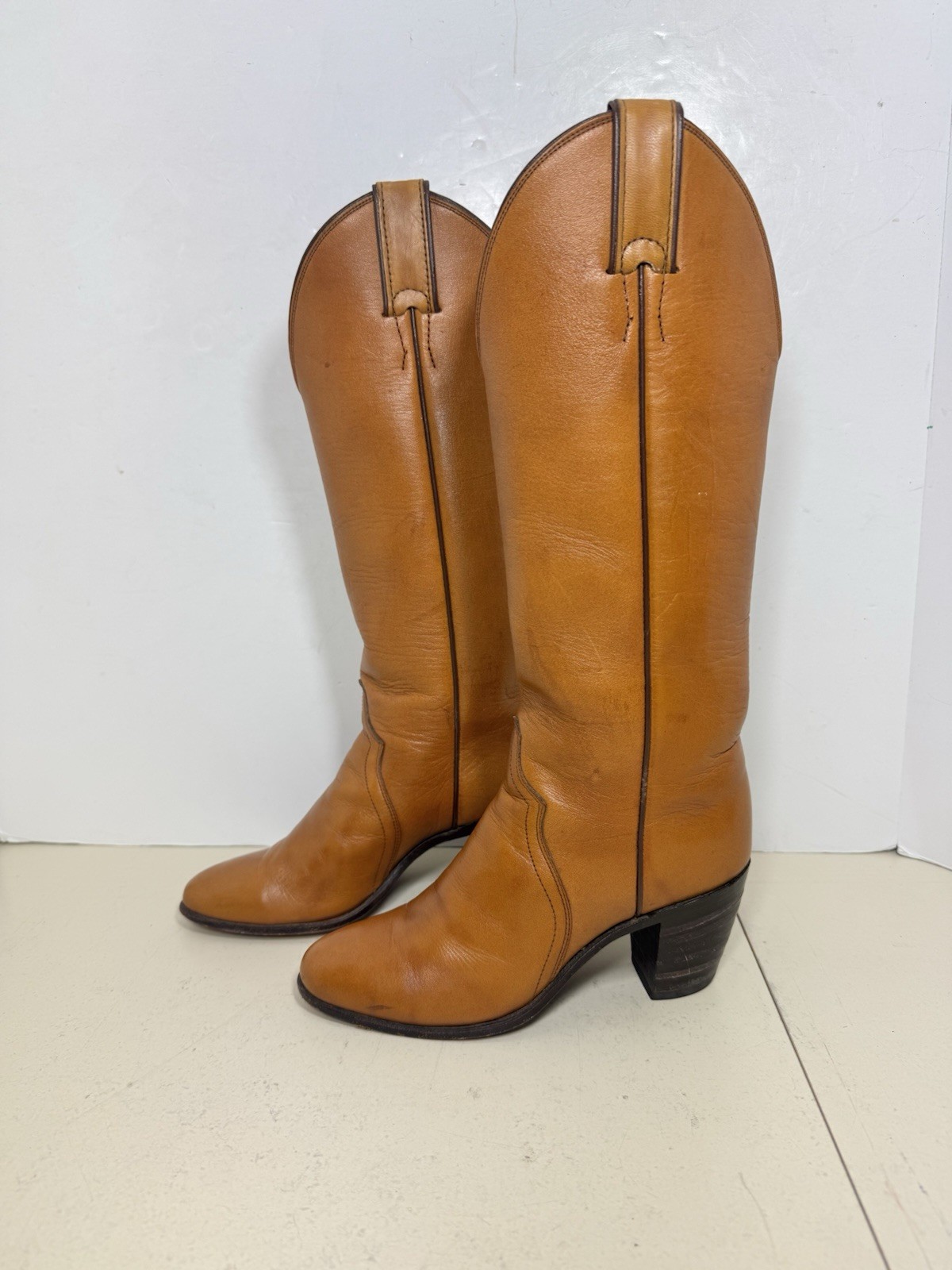 justin Boots Women’s 4A 15” Tall Brown Made In USA (rm)