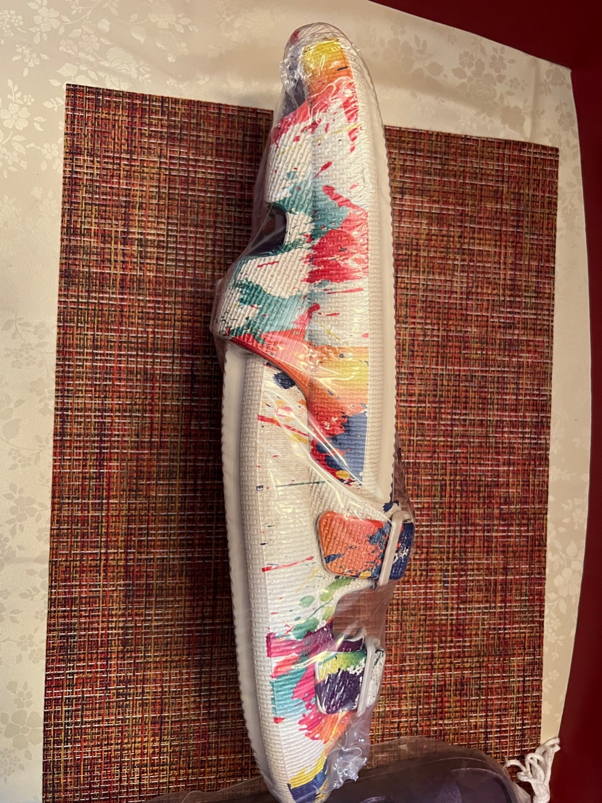 Sandals Soft Cushion, Multi color, Two Strap Slides , Sz 11, Unopened Pkg