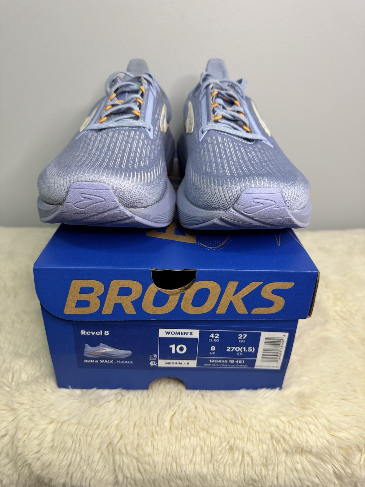Brooks Revel 8 Women Blue Heron Orange Low Top Lace Up Mesh Sneakers 120456