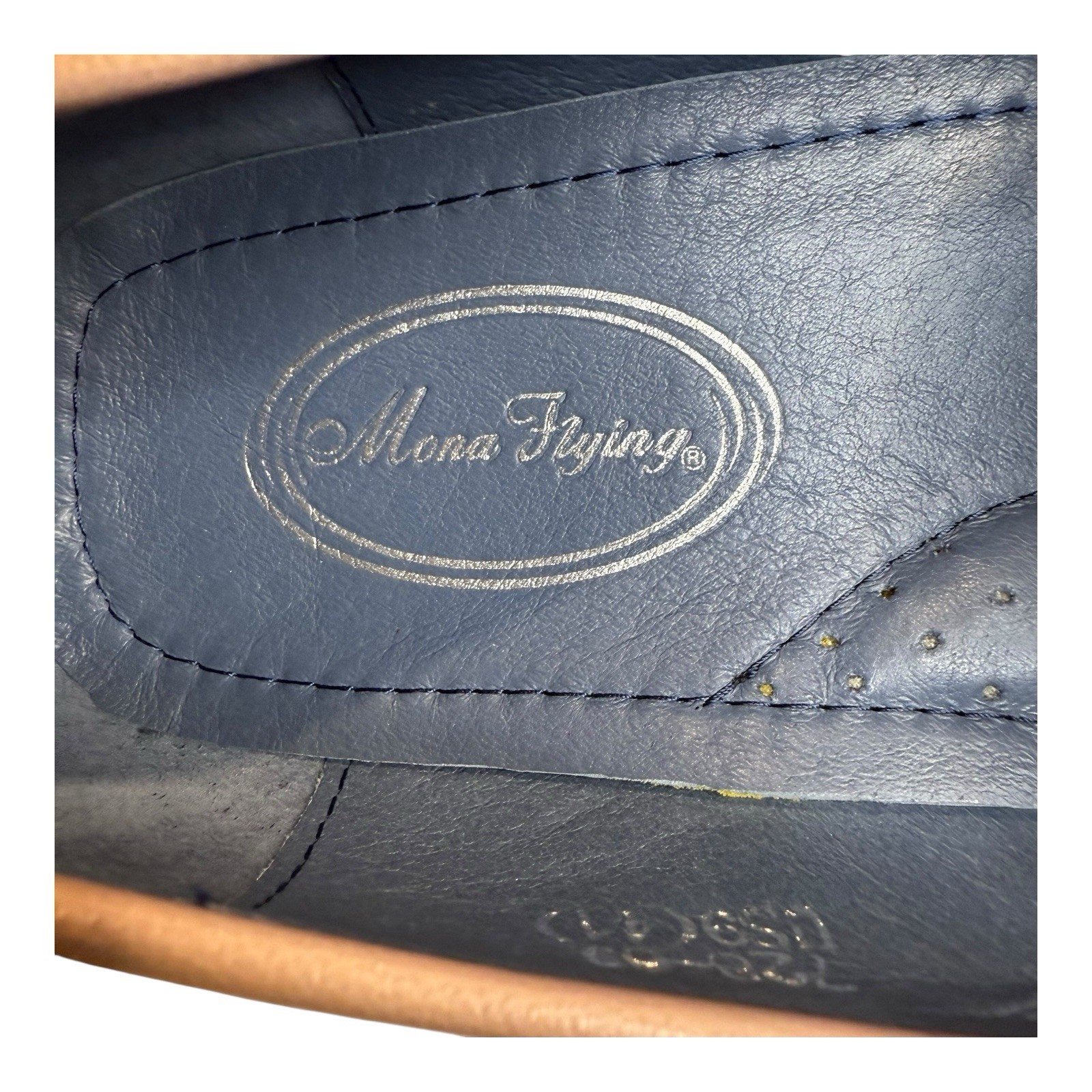 Mona Flying Blue Brown Gray Penny Loafer Flats Slip On Shoes US 9 EU 41