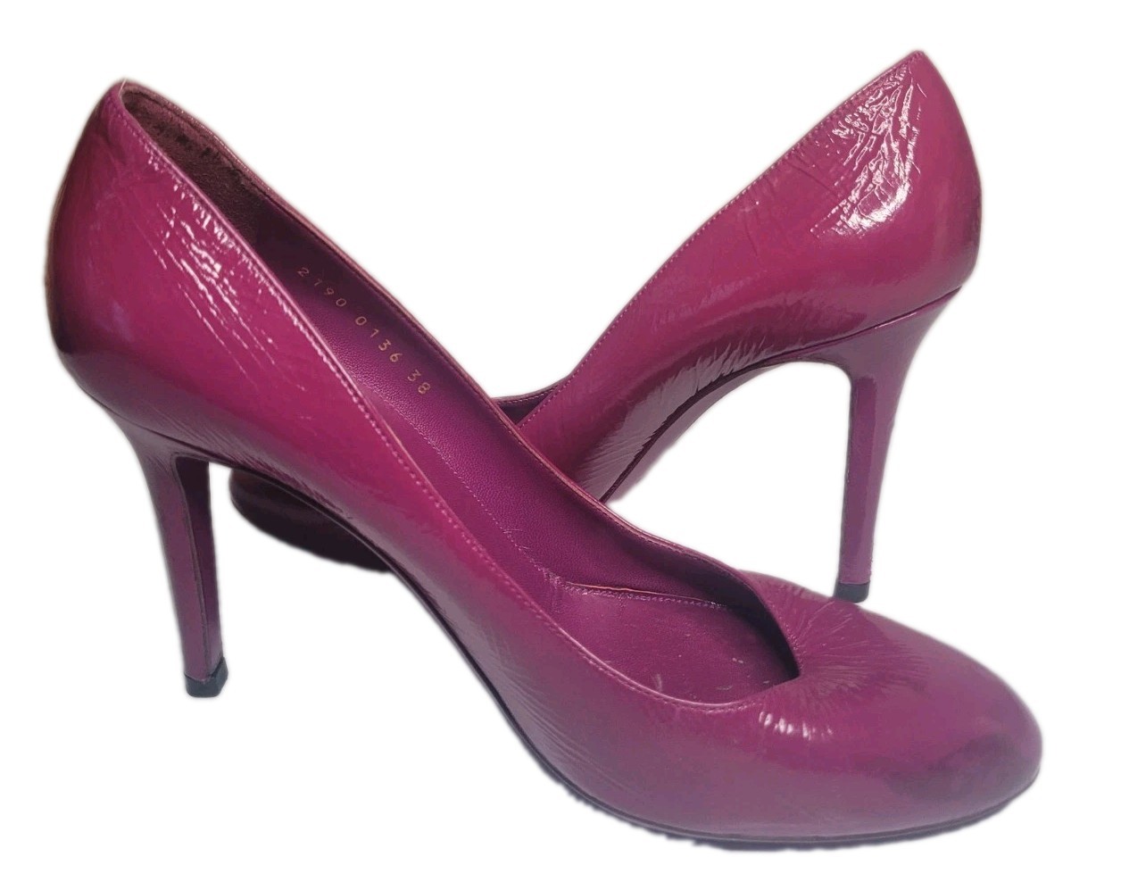 Sergio Rossi Women Purple Plum Leather Almond Toe High Heels Sz 38 US 7&1/2-8
