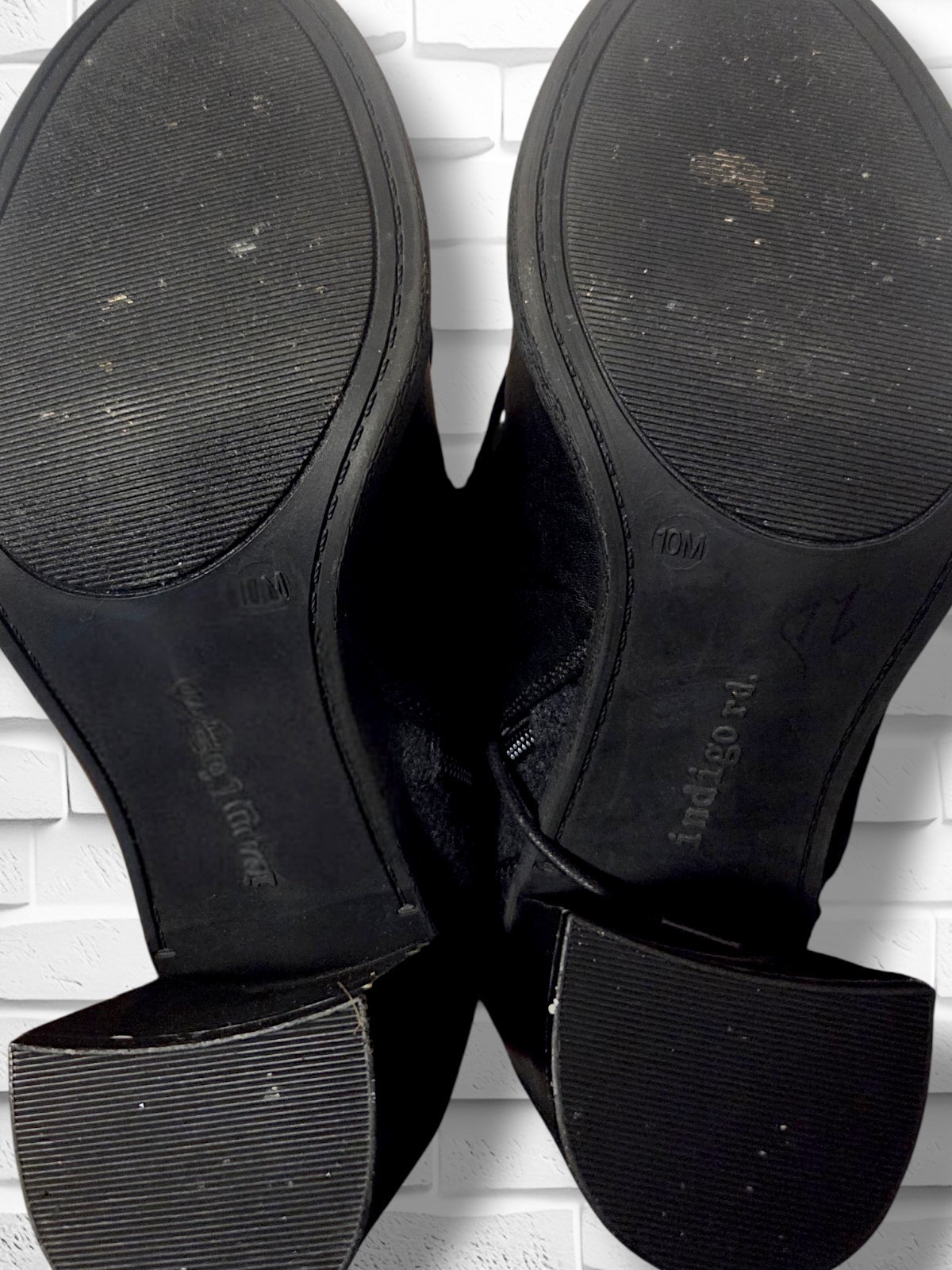 Indigo Rd Womens Ankle Booties Black Block Heels Round Toe Side Zip Lace Up 11