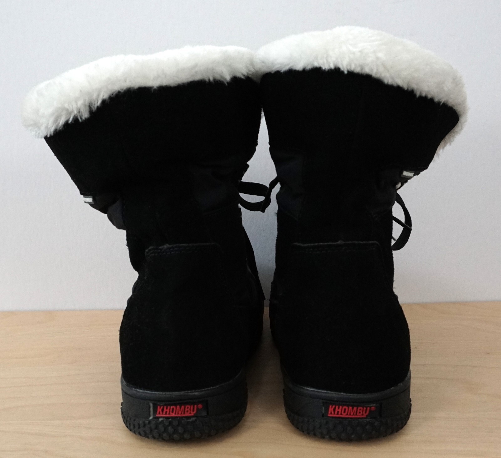 Khombu Black White Lace Up Faux Fur Winter Fall Boots Size 6 M