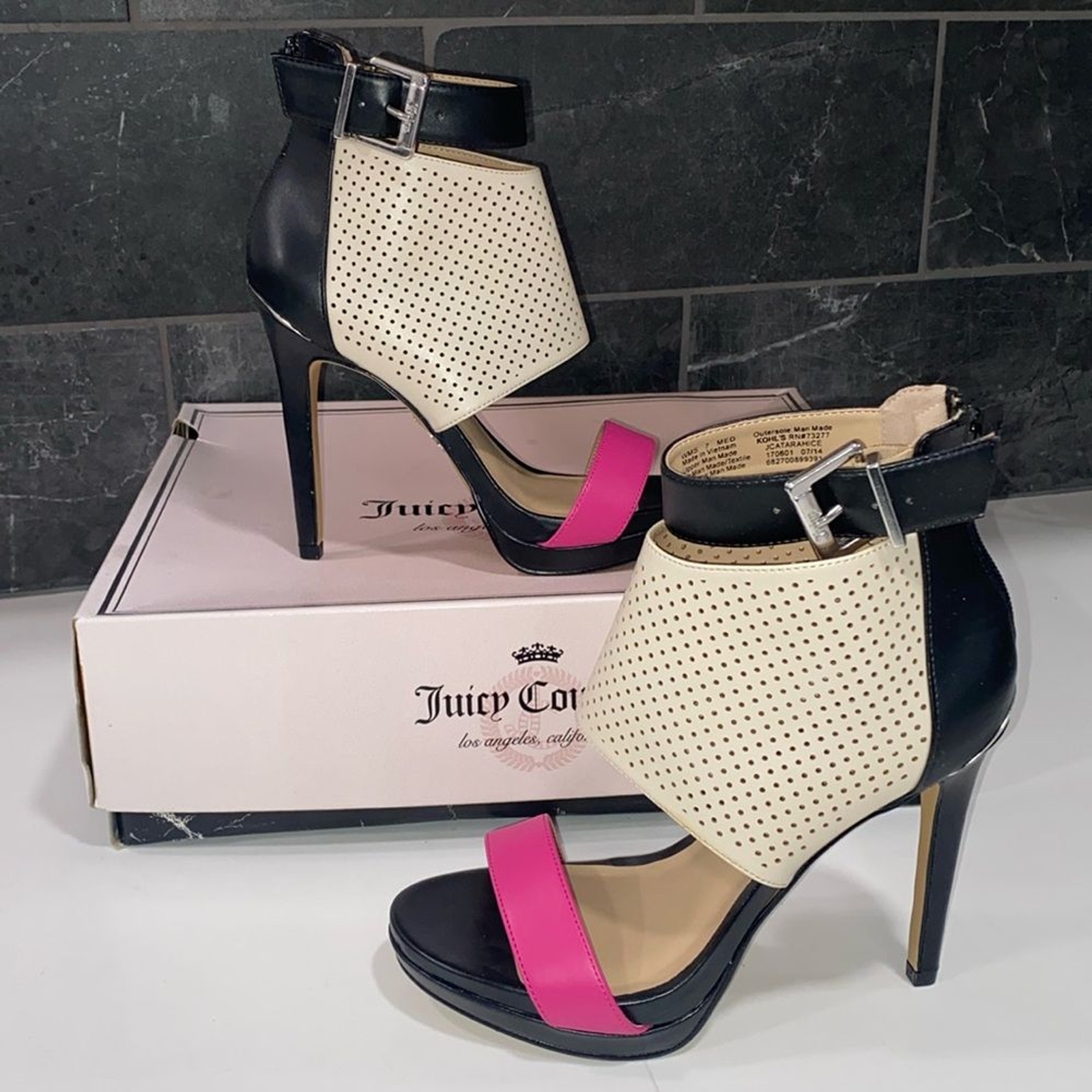 Juicy Couture Women’s JCATARAHICE Platform Zip Up Ankle Platform Heels NWOB Sz 7