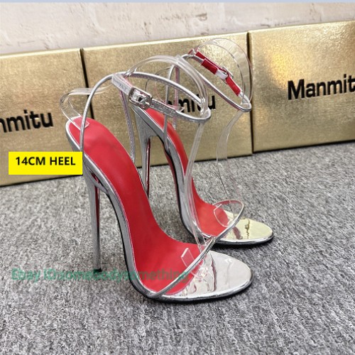 12/14/16CM Heeled Sandals Sexy Stage Show Party Summer Shoes Round Strap Black
