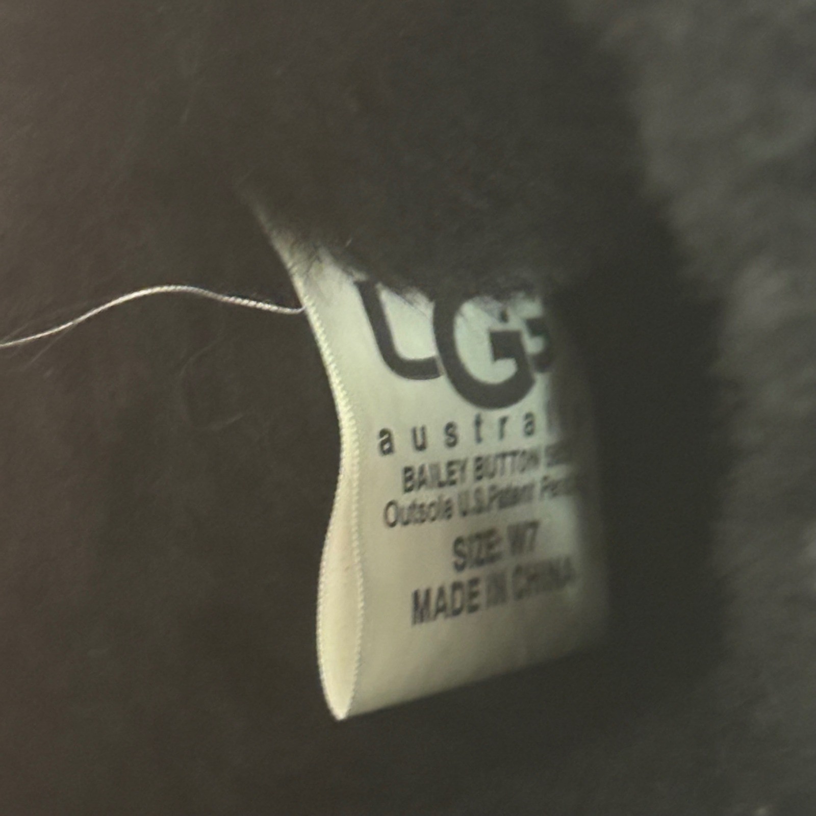 UGG Australia Bailey Button Black Suede Sheepskin Mid Calf Boots Womens size 7