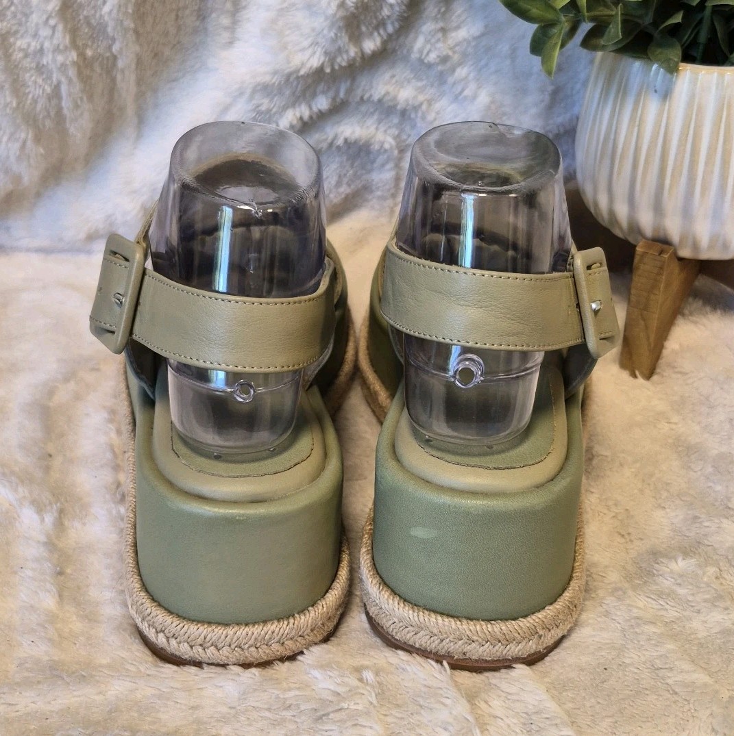 Paloma Barcelo x Anthropologie Adeline Platform Sandal Green Leather Size 8 $595