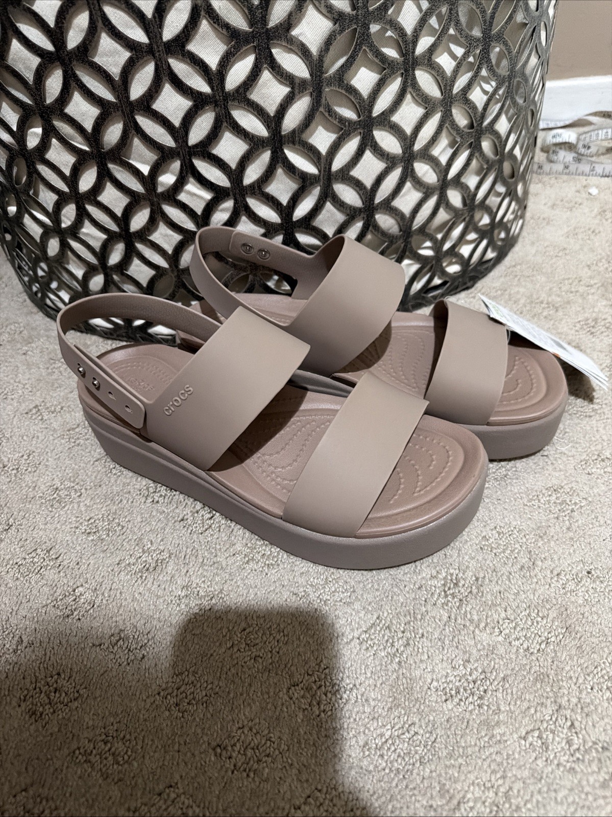 Crocs Brooklyn Low Wedge Cashew Sandals. Sz 9. NWT!