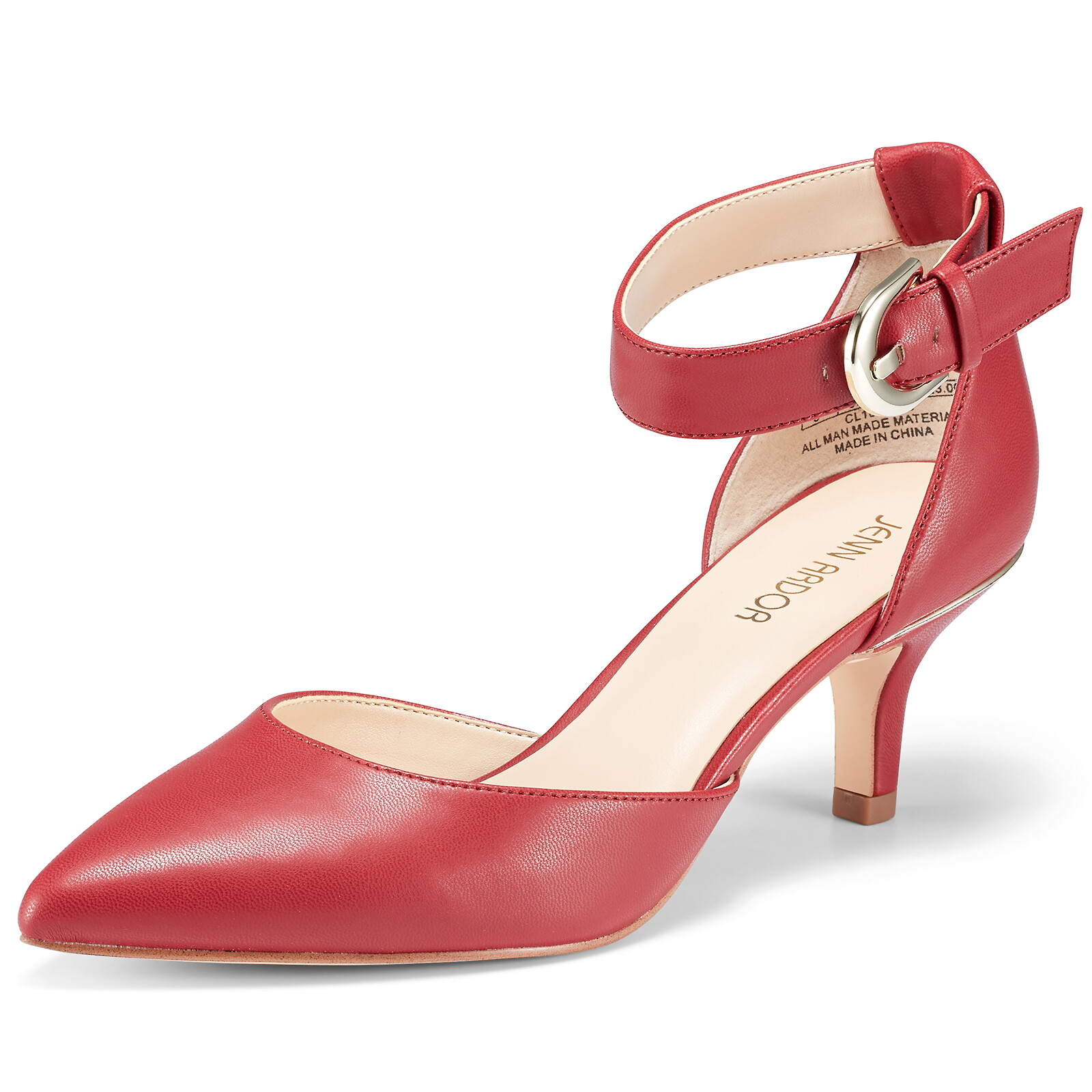 Women’s Kitten Heel Pumps Shoes Closed Pointed Toe Ankle Strap Dress Stiletto
