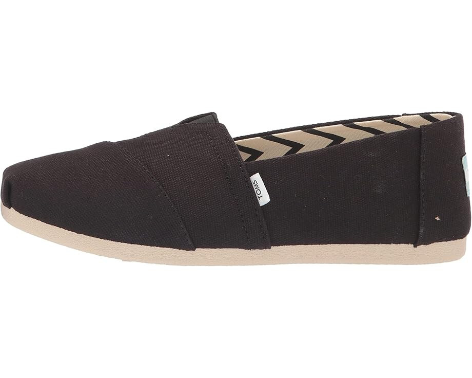 Women TOMS Alpargata Slip on Cotton Canvas 10017732 Black Recycled 100% Original
