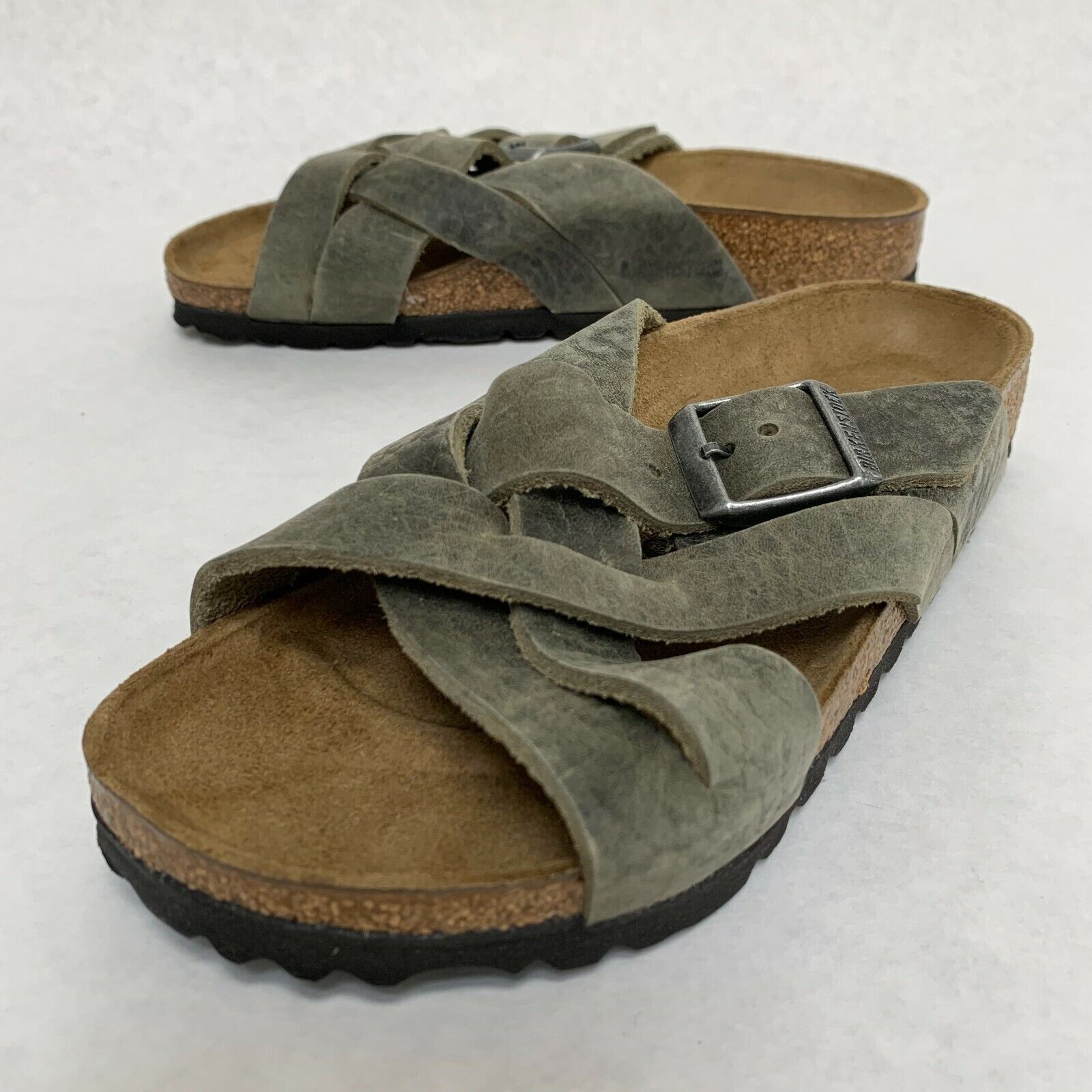 Birkenstock New w/o Box Lugano Faded Khaki Oiled Leather Regular – Select Size