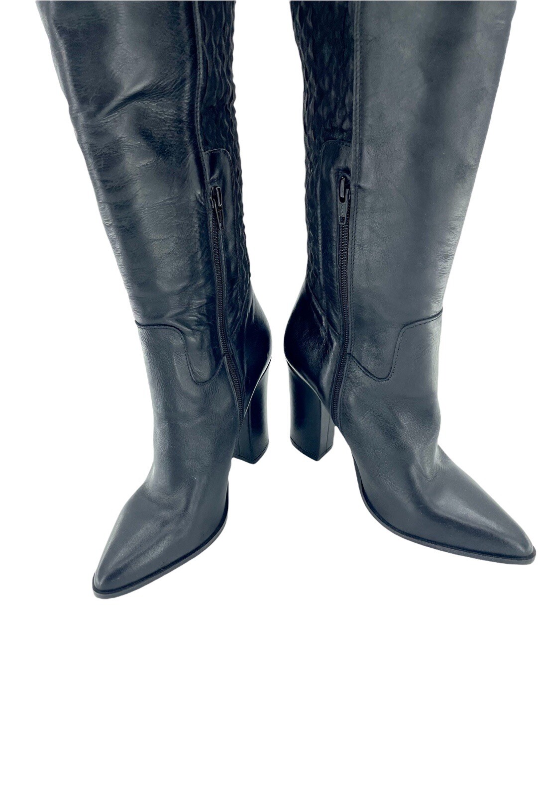 Charles David Boots Black Leather Over-The-Knee Stretch Boot SZ 8.5 New SH97