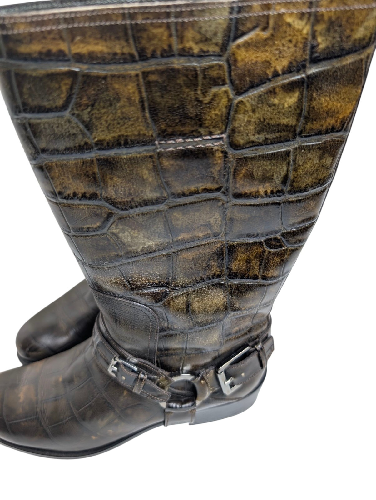 Christian Dior Women’s Harness Boots EU 41 / US 10–10.5 Made in Italy Croc Print