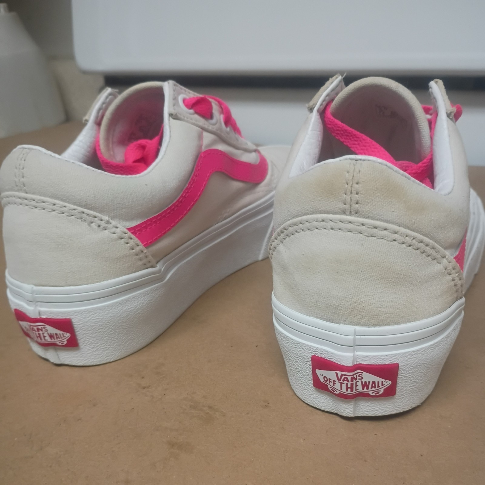 VANS Old Skool Platform Chunky Sole Off White Sneakers Women’s Size 5 Men 3.5