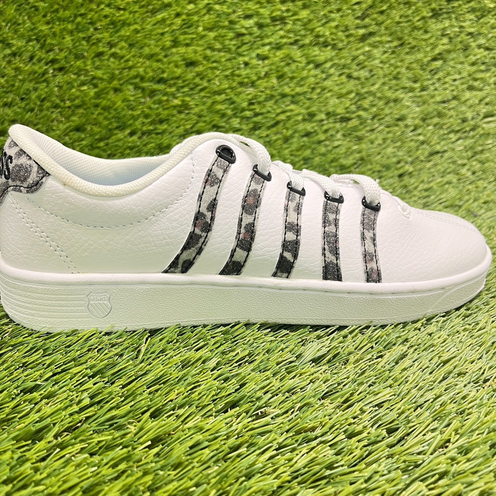 K-Swiss Court Pro II Leopard Womens Size 8 White Black Athletic Shoes Sneakers