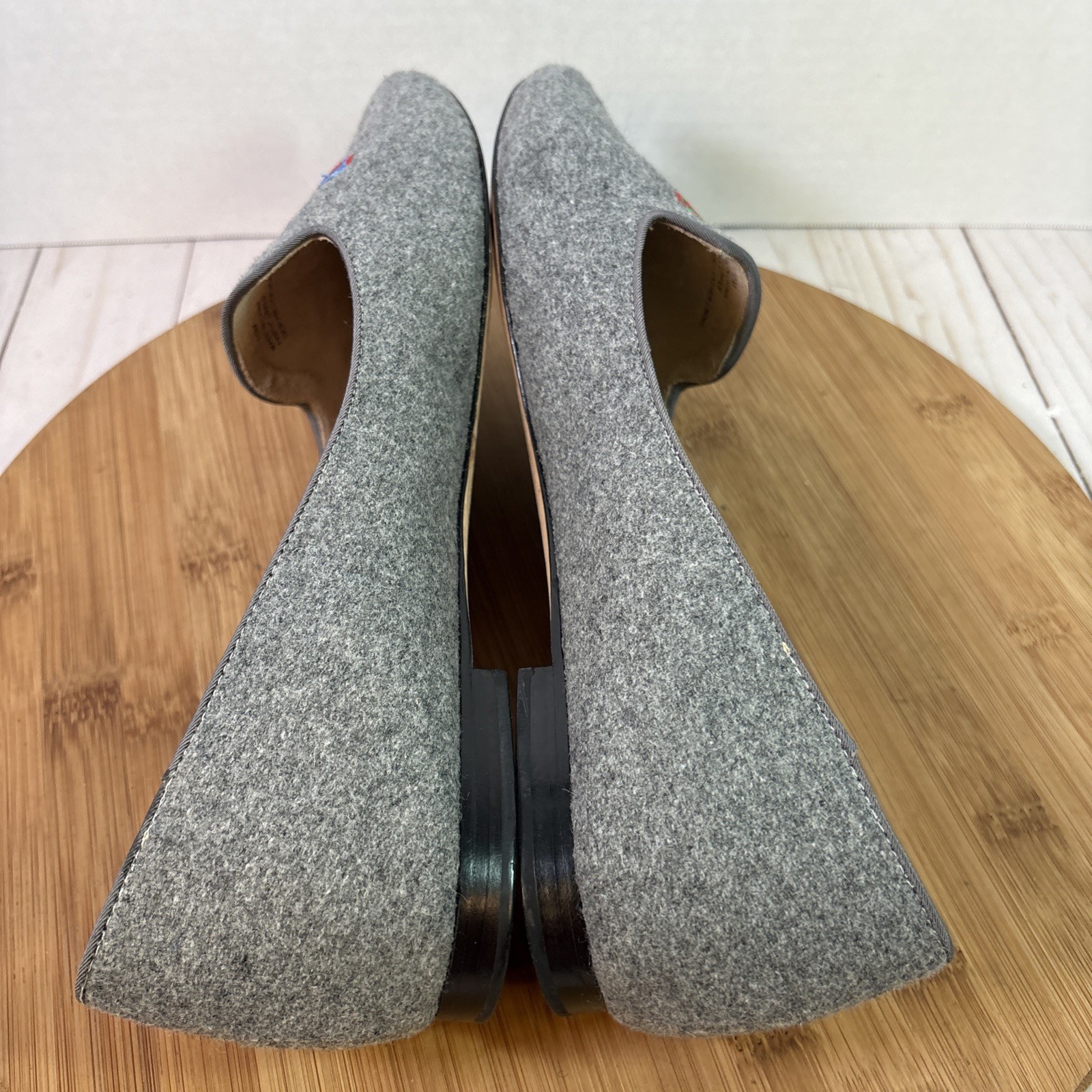 Talbots Ryan Gray Flannel Loafers Leather Soles Shoes Size 10 Christmas Presents