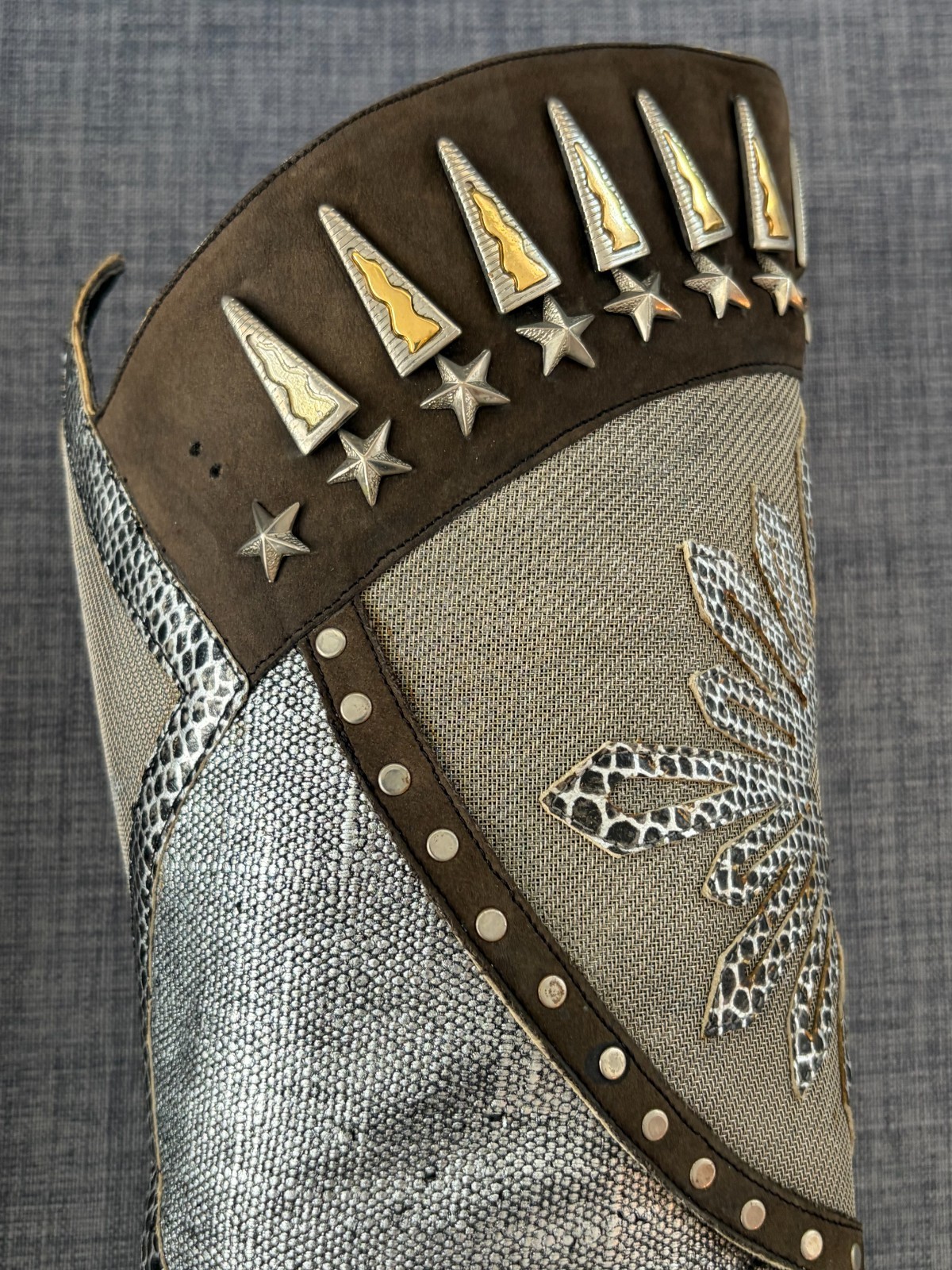 El Vaquero Boots Mid Calf Cowgirl Metallic Leather RARE Size 6.5