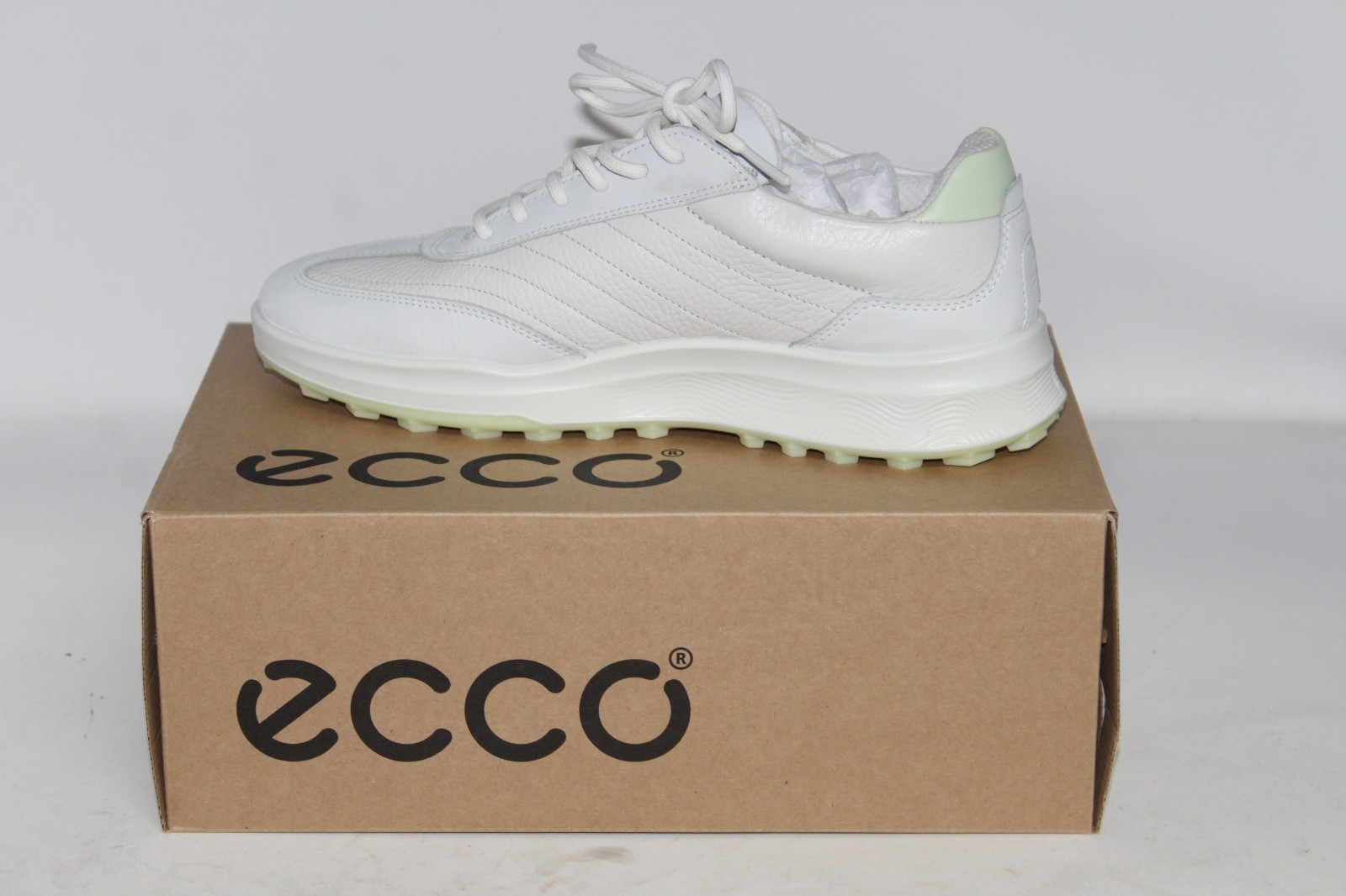NEW ECCO Golf Street Vibe Women’s Leather Golf Shoe 9-9.5 (EU 40) White / Lime