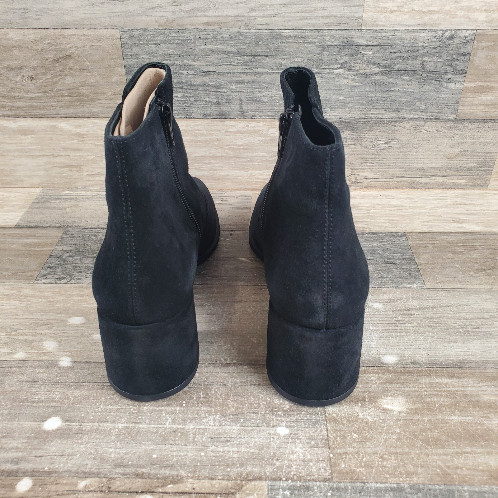 Vagabond Stina Womens Bootie Sz 10 Block Heel Black Suede Side Zip Ankle Boots