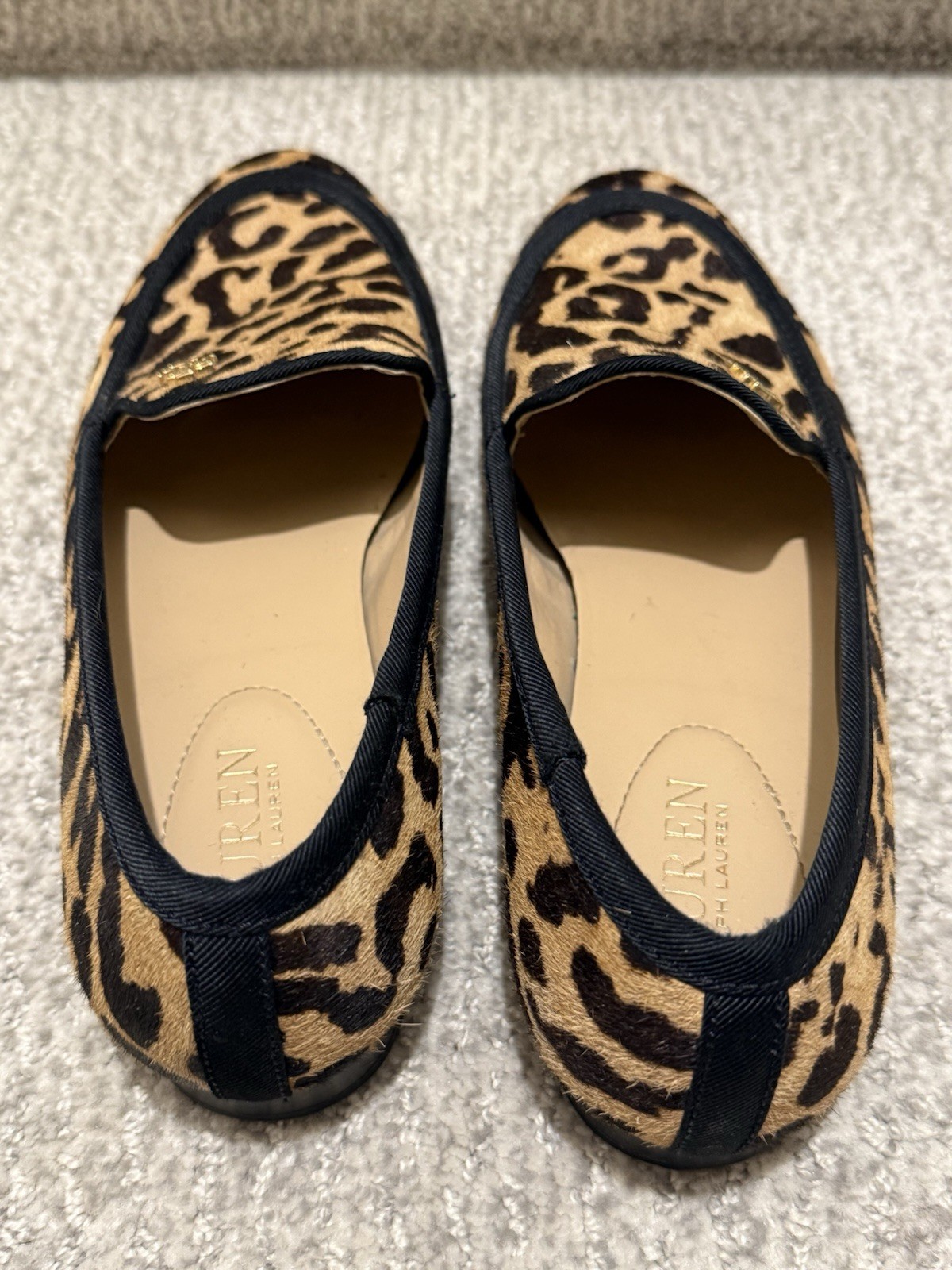 Lauren Ralph Lauren Clair III Leopard Print Calf Hair Loafers Flats Womens 7.5B